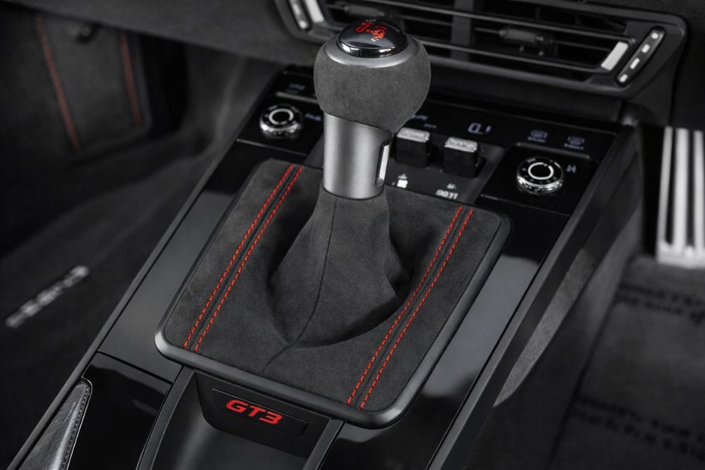 Closeup of Porsche PDK transmission selector